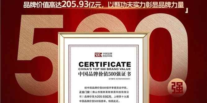 205.93亿元！正金门窗连续四年荣登中国品牌价值500强 用实力诠释价值 以高度引领行业